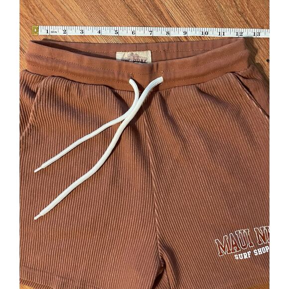 Women’s Pop Surf x Maui Nix Shorts S – Brown Cotton Blend – Coastal Loungewear - Picture 4 of 7